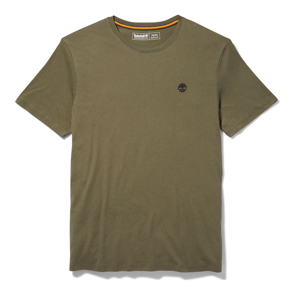 Camisetas Timberland Hombre Short-Sleeve Logo Verde Oliva - Chile XAN-473128